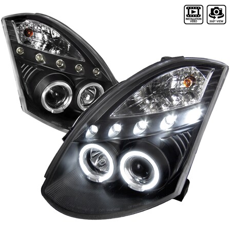 Spec-D Tuning 03-05 Infiniti G35 Black Housing Projector Headlight LHP-G35032JM-TM